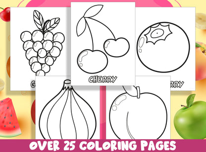 Fruit Coloring Pages, 25 Printable Fruit Coloring Pages for Preschool, PreK and Kindergarten Children
