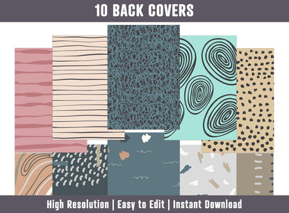 PowerPoint Binder Covers, 10 Printable/Editable Abstract Binder Covers and Spines, Binder/Planner Inserts for Teacher, Student, Home School