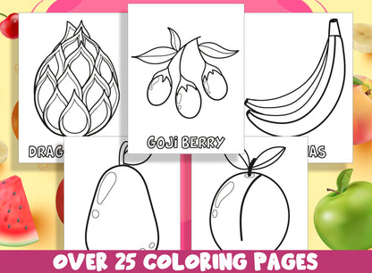 Fruit Coloring Pages, 25 Printable Fruit Coloring Pages for Preschool, PreK and Kindergarten Children