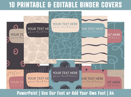 PowerPoint Binder Cover Templates, 10 Printable/Editable Abstract Covers+Spines, Binder/Planner Inserts for Teacher, Student, Home School