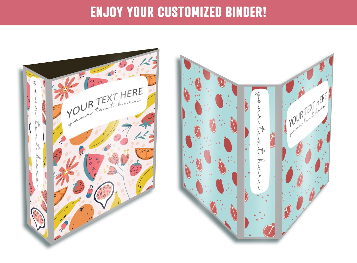 PowerPoint Binder Covers, 10 Printable/Editable Fruit Binder Covers+Spines, Binder/Planner Inserts for Teacher, Student, Home School