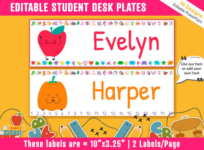 Student Desk Plates, 30 Printable/Editable Fruits and Vegetables Classroom Name Tags/Name Plates, a Helpful Addition to Your Classroom