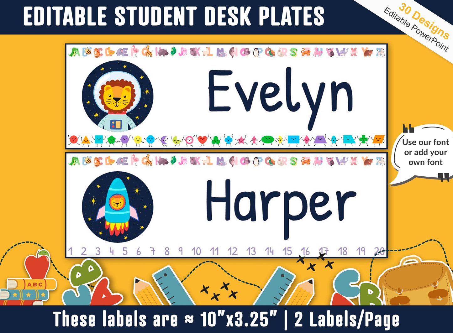 Student Desk Plates, 30 Printable/Editable Cute Space Classroom Name Tags/Name Plates for Student, a Helpful Addition to Your Classroom
