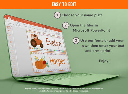 Student Desk Plates 30 Printable/Editable Thanksgiving/Fall Classroom Name Tags/Name Plates for Student a Helpful Addition to Your Classroom