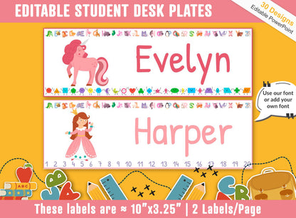 Student Desk Plates 30 Printable/Editable Fairy Tale Classroom Name Tags/Name Plates for Student a Helpful Addition to Your Classroom
