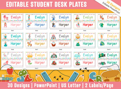Student Desk Plates 30 Printable/Editable Fairy Tale Classroom Name Tags/Name Plates for Student a Helpful Addition to Your Classroom