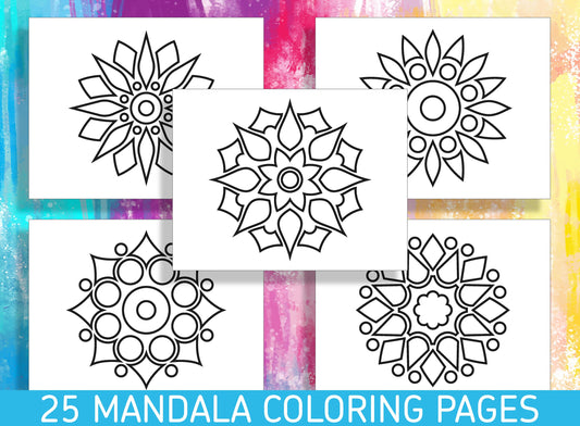 Color Your Way to Creativity: 25 Delightful Mandala Coloring Pages for Kindergarten and Preschool Kids! - PDF File, Instant Download