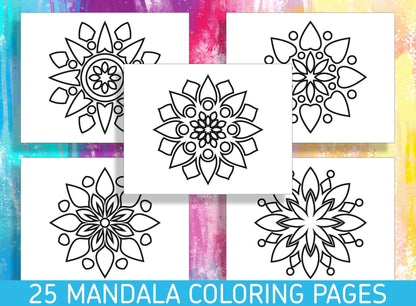 Color Your Way to Creativity: 25 Delightful Mandala Coloring Pages for Kindergarten and Preschool Kids! - PDF File, Instant Download