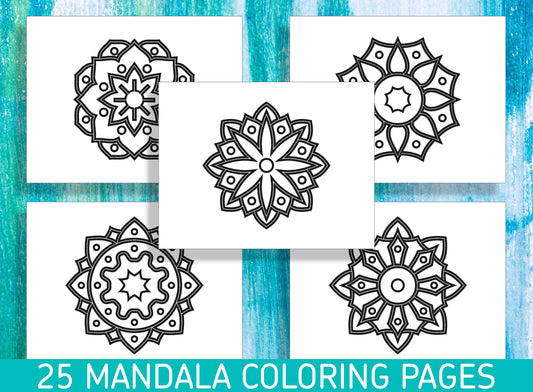 Simple Mandalas for Kids: 25 Delightful Mandala Coloring Pages for Kindergarten and Preschool Kids! - PDF File, Instant Download