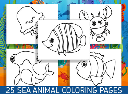 Explore the Wonders of the Sea with 25 Adorable Coloring Pages - Ideal for Kindergarten and Preschool! - PDF File, Instant Download