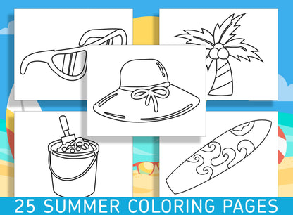 Summer Coloring Sheets, Get Creative this Summer with 25 Fun and Engaging Coloring Sheets for Kindergarten and Preschool! - Instant Download