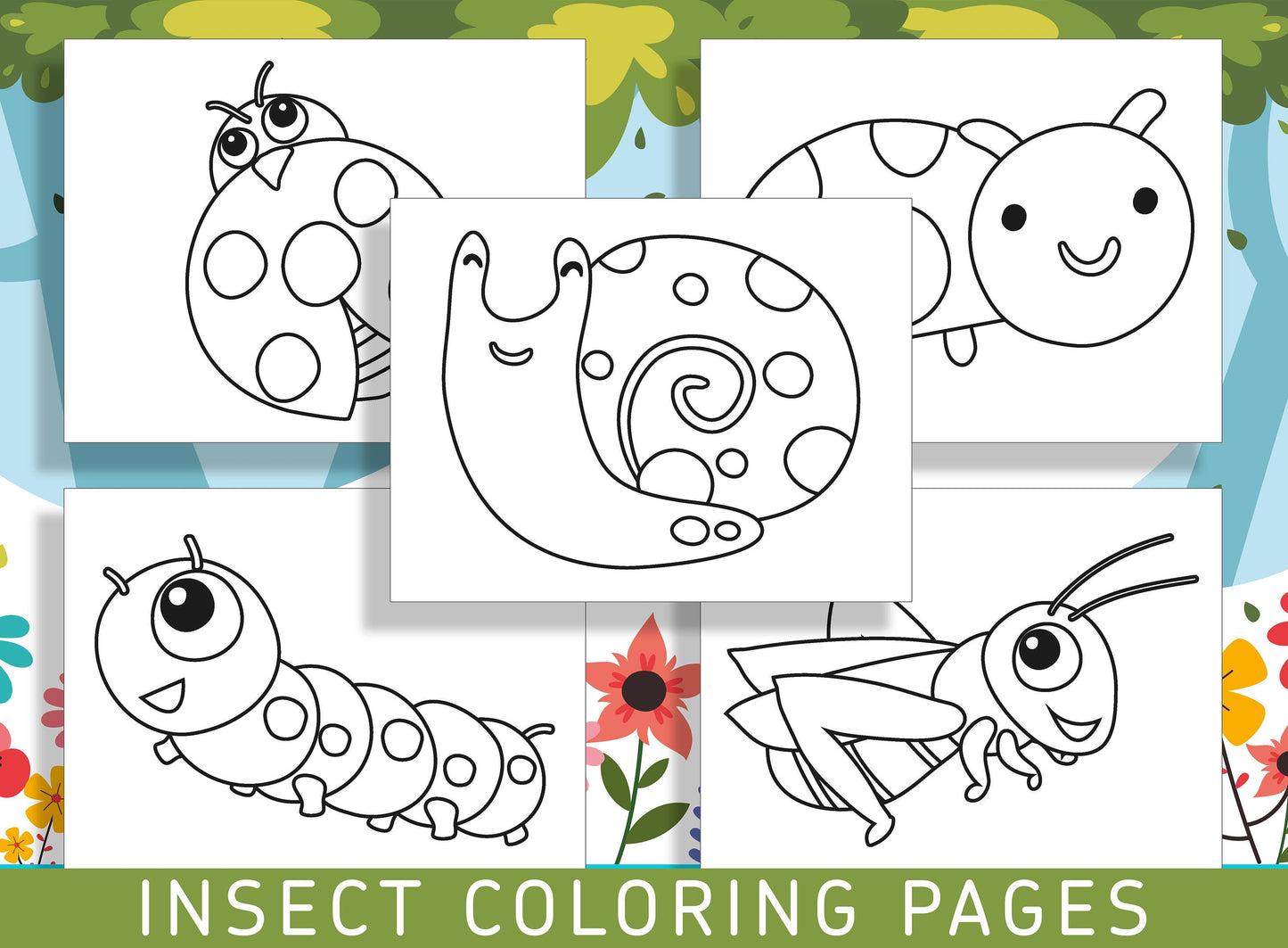 Buzz into Fun with 25 Insect Coloring Pages - Perfect for Kindergarten and Preschool! - PDF File, Instant Download