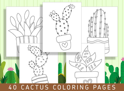Spiky Fun for Little Ones: 40 Cactus Coloring Pages for Kindergarten and Preschoolers! - PDF File, Instant Download