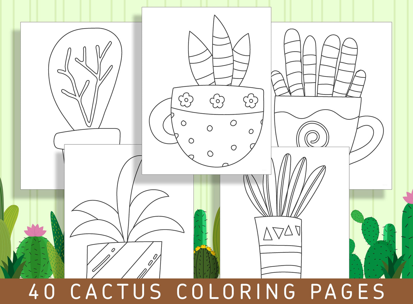 Spiky Fun for Little Ones: 40 Cactus Coloring Pages for Kindergarten and Preschoolers! - PDF File, Instant Download