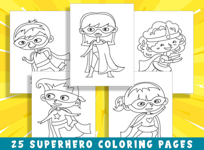 Unleash Your Child's Inner Hero with 25 Superhero Coloring Pages - Perfect for Preschool and Kindergarten! - PDF File, Instant Download