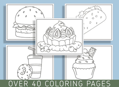 Make Learning Fun with 40 Printable Food Coloring Pages - Perfect for Preschool and Kindergarten Curriculum - PDF File, Instant Download