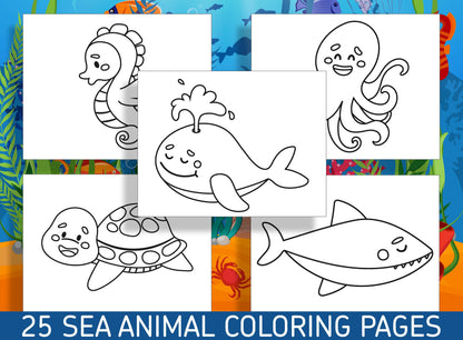 Explore the Wonders of the Sea with 25 Adorable Coloring Pages - Ideal for Kindergarten and Preschool! - PDF File, Instant Download