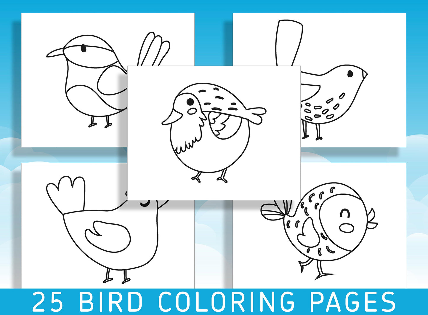 Fun and Easy Bird Coloring Pages for Kindergarten and Preschool: 25 Delightful Designs to Spark Creativity - PDF File, Instant Download