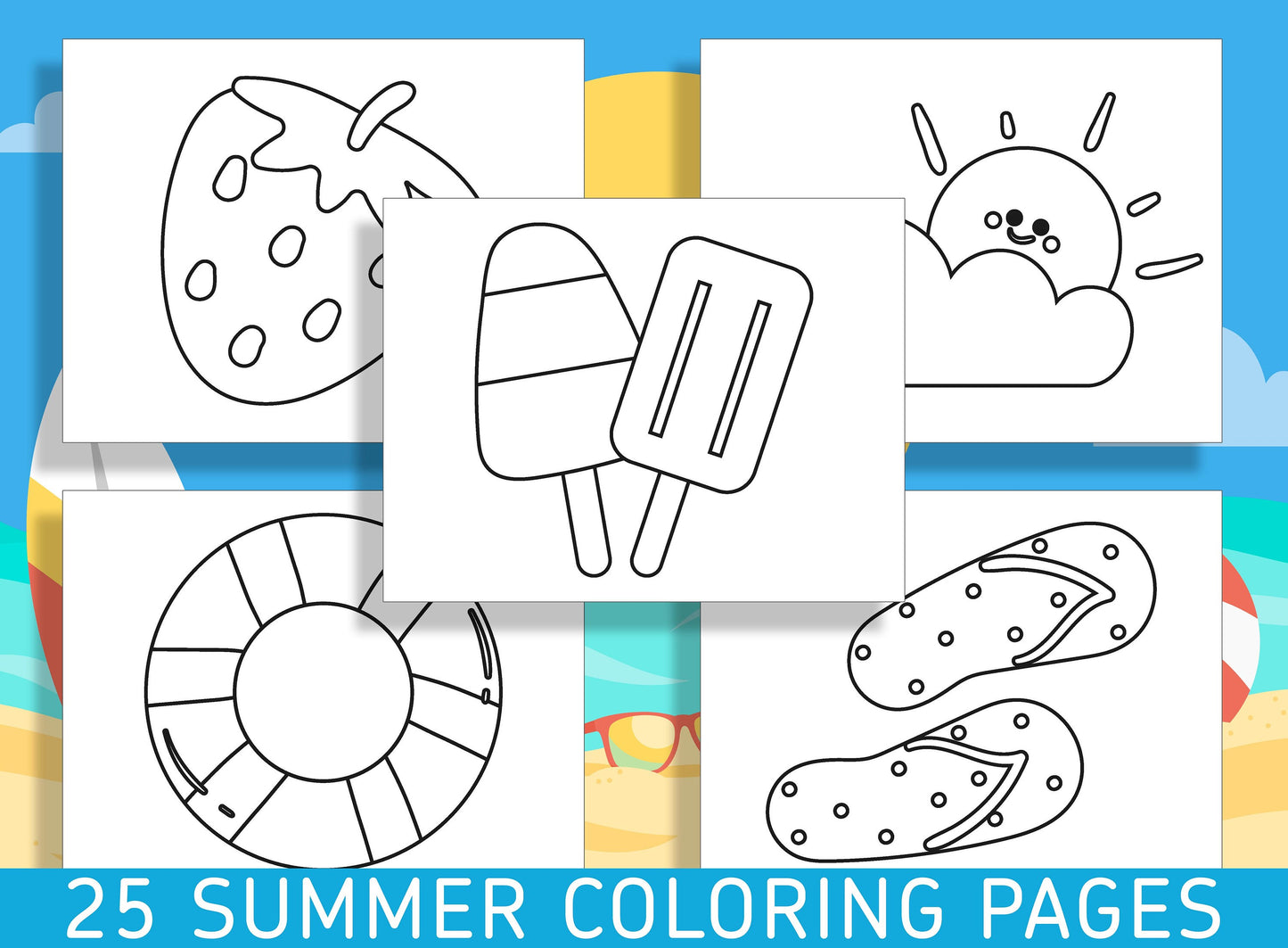 Summer Coloring Sheets, Get Creative this Summer with 25 Fun and Engaging Coloring Sheets for Kindergarten and Preschool! - Instant Download