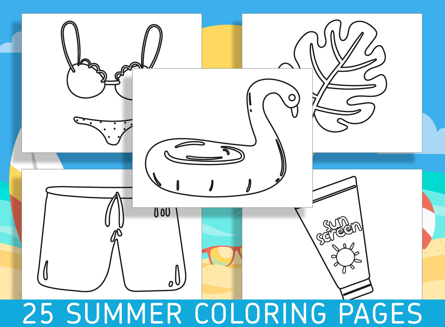 Summer Coloring Sheets, Get Creative this Summer with 25 Fun and Engaging Coloring Sheets for Kindergarten and Preschool! - Instant Download