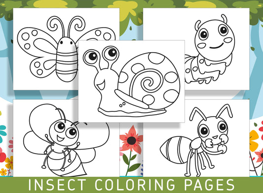 Buzz into Fun with 25 Insect Coloring Pages - Perfect for Kindergarten and Preschool! - PDF File, Instant Download