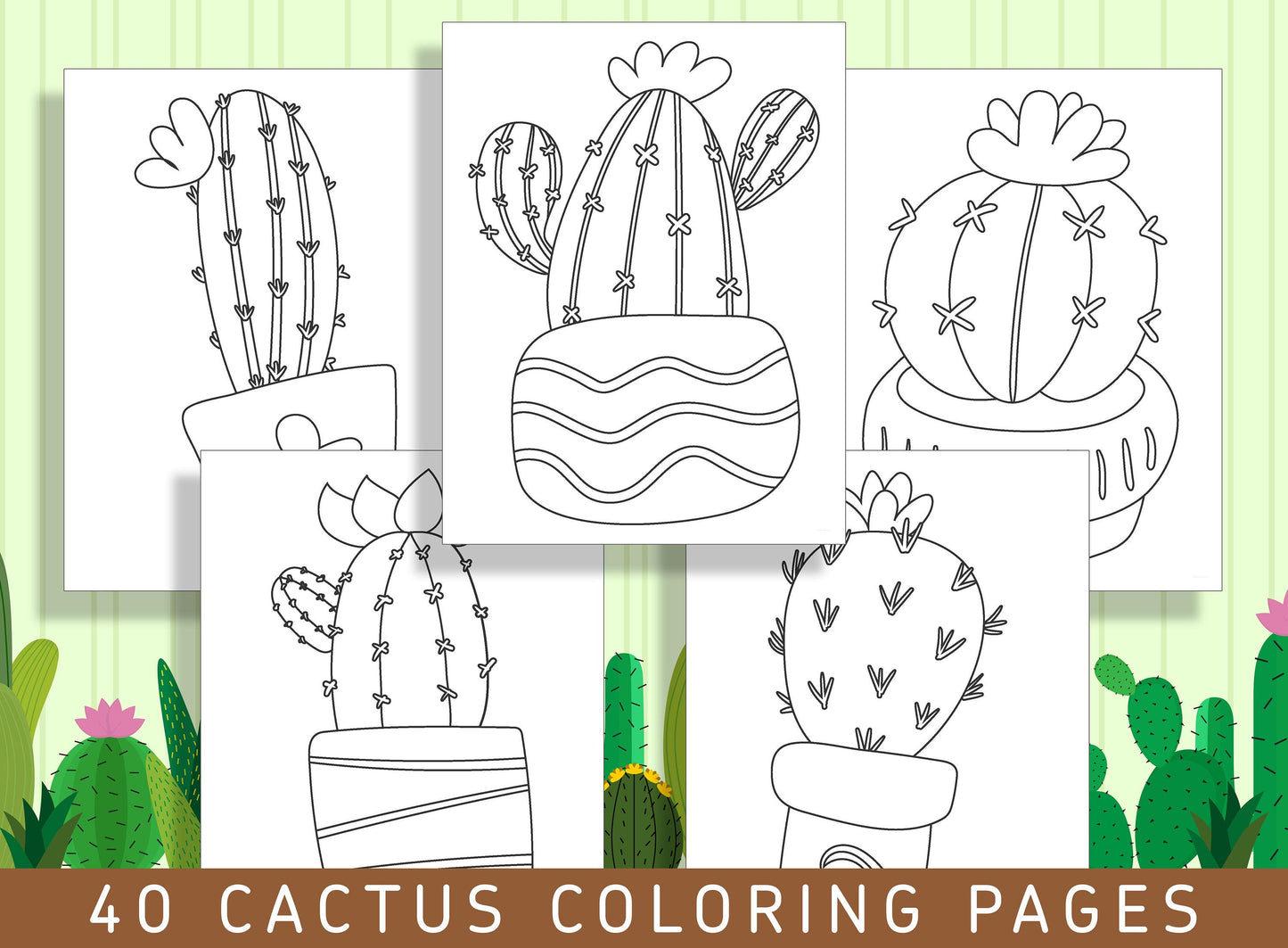 Spiky Fun for Little Ones: 40 Cactus Coloring Pages for Kindergarten and Preschoolers! - PDF File, Instant Download