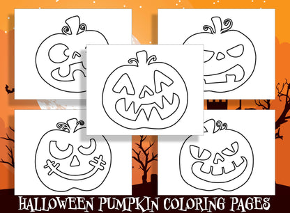 Spooky Fun for Little Ones: 25 Halloween Pumpkin Coloring Pages for Preschool and Kindergarten - PDF File, Instant Download
