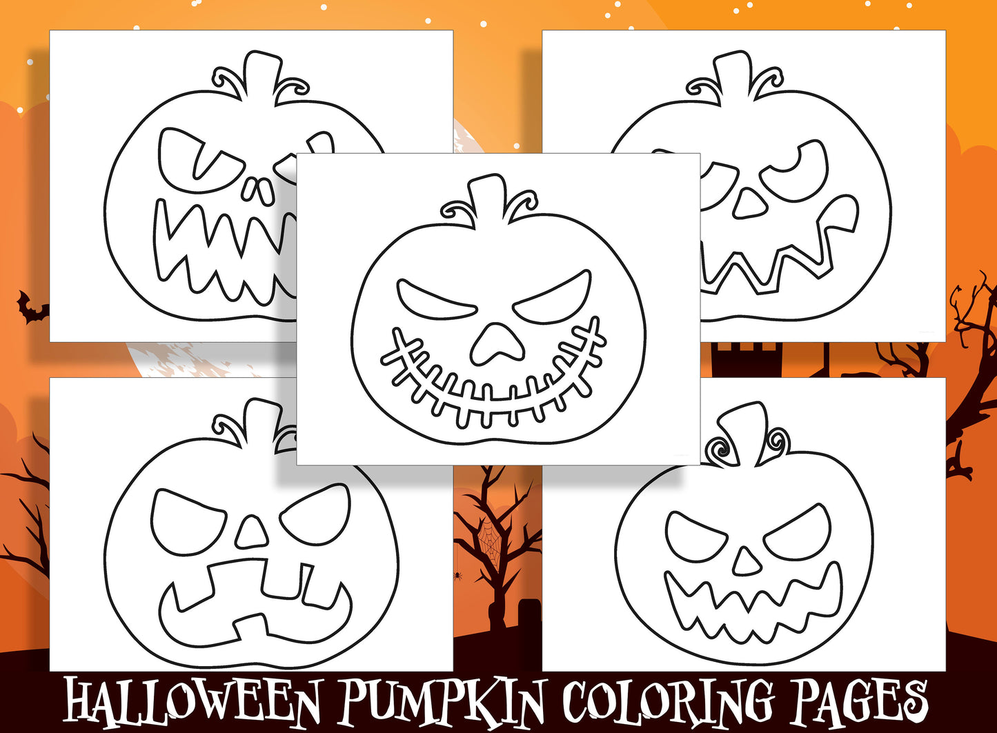 Spooky Fun for Little Ones: 25 Halloween Pumpkin Coloring Pages for Preschool and Kindergarten - PDF File, Instant Download