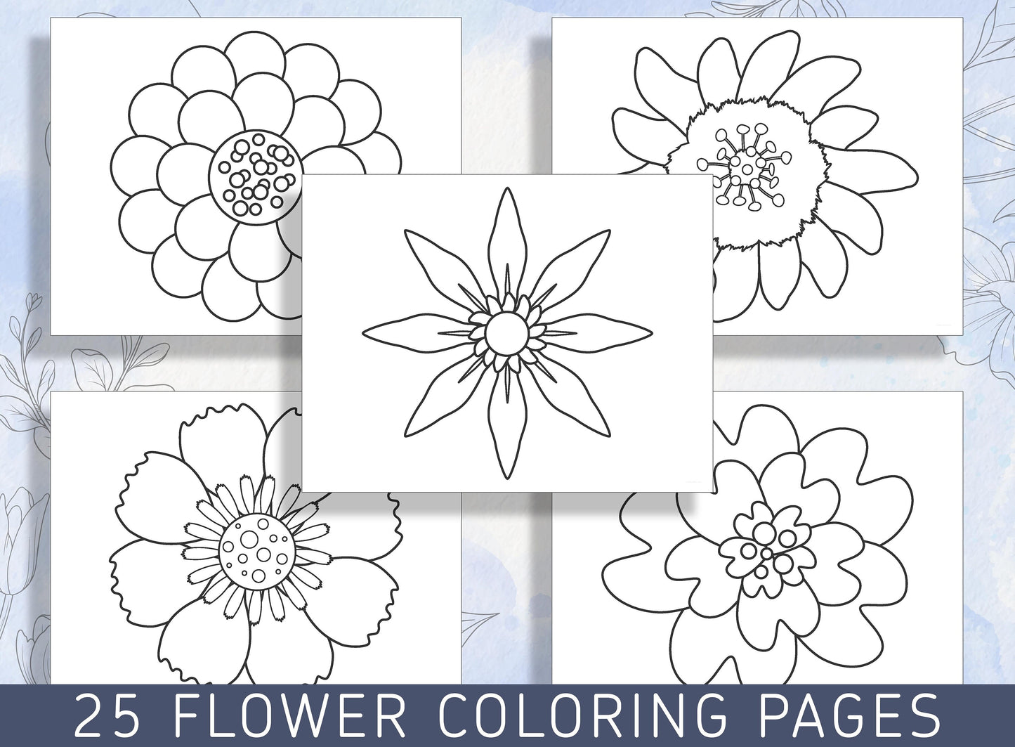 Beautiful Blooms: 25 Floral Coloring Pages for Relaxation and Creativity, PDF File, Instant Download