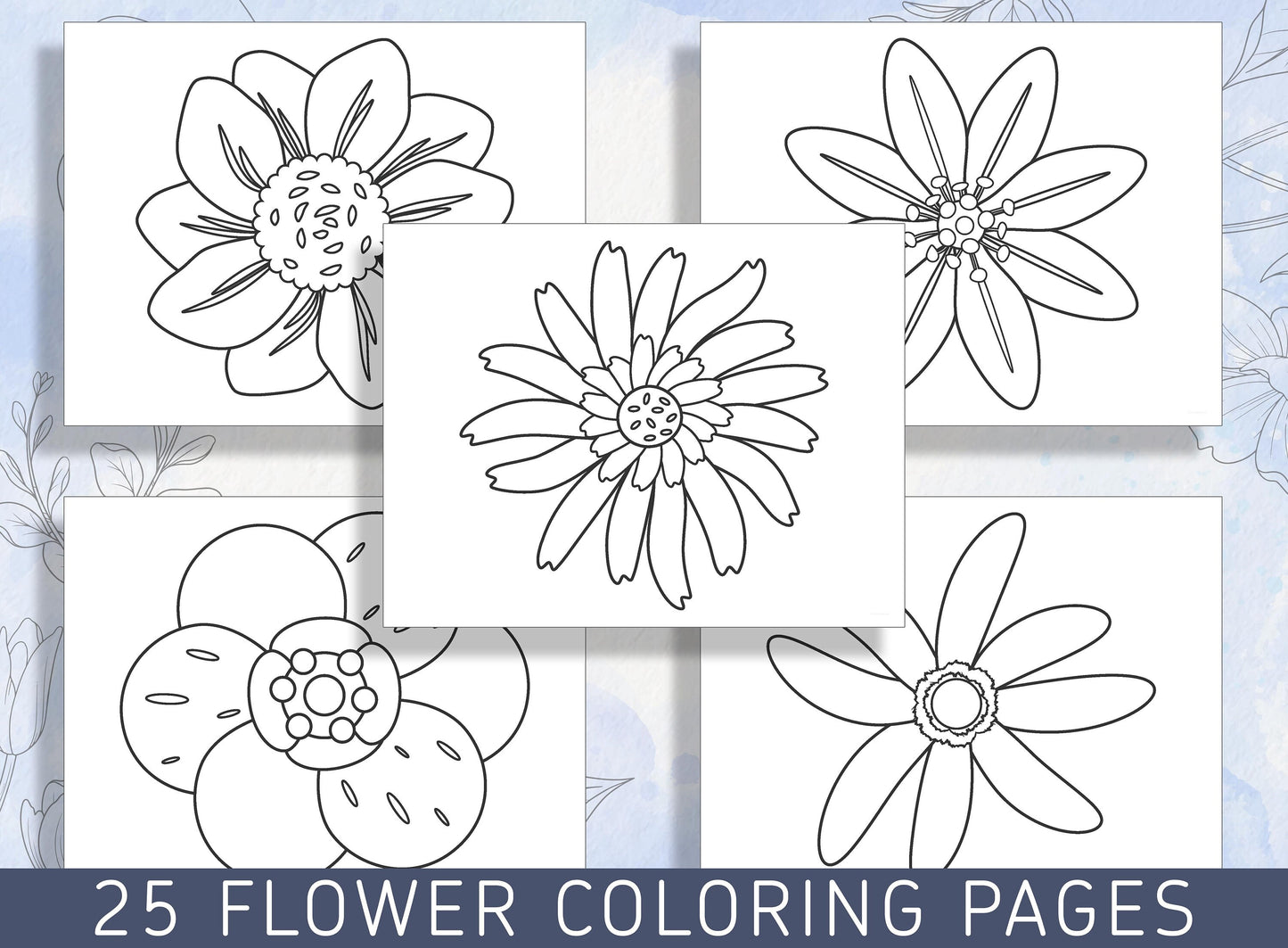 Beautiful Blooms: 25 Floral Coloring Pages for Relaxation and Creativity, PDF File, Instant Download