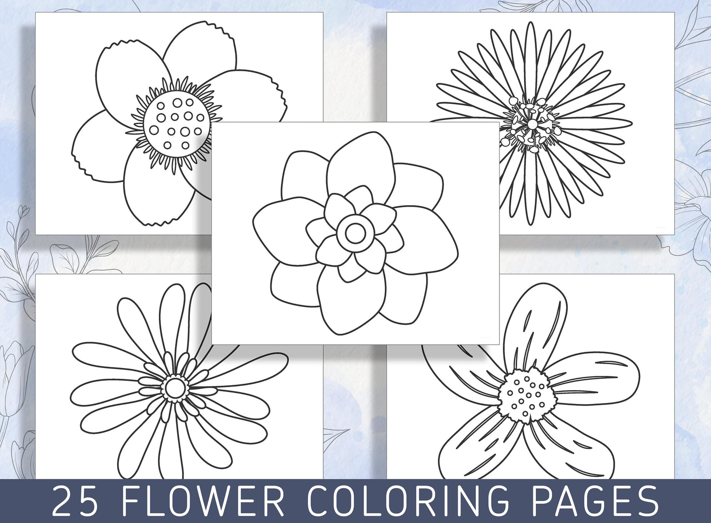 Beautiful Blooms: 25 Floral Coloring Pages for Relaxation and Creativity, PDF File, Instant Download