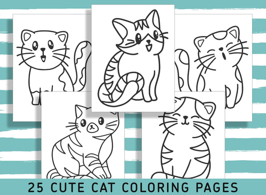 25 Fun and Engaging Cat Coloring Pages for Preschool and Kindergarten Kids, PDF File, Instant Download