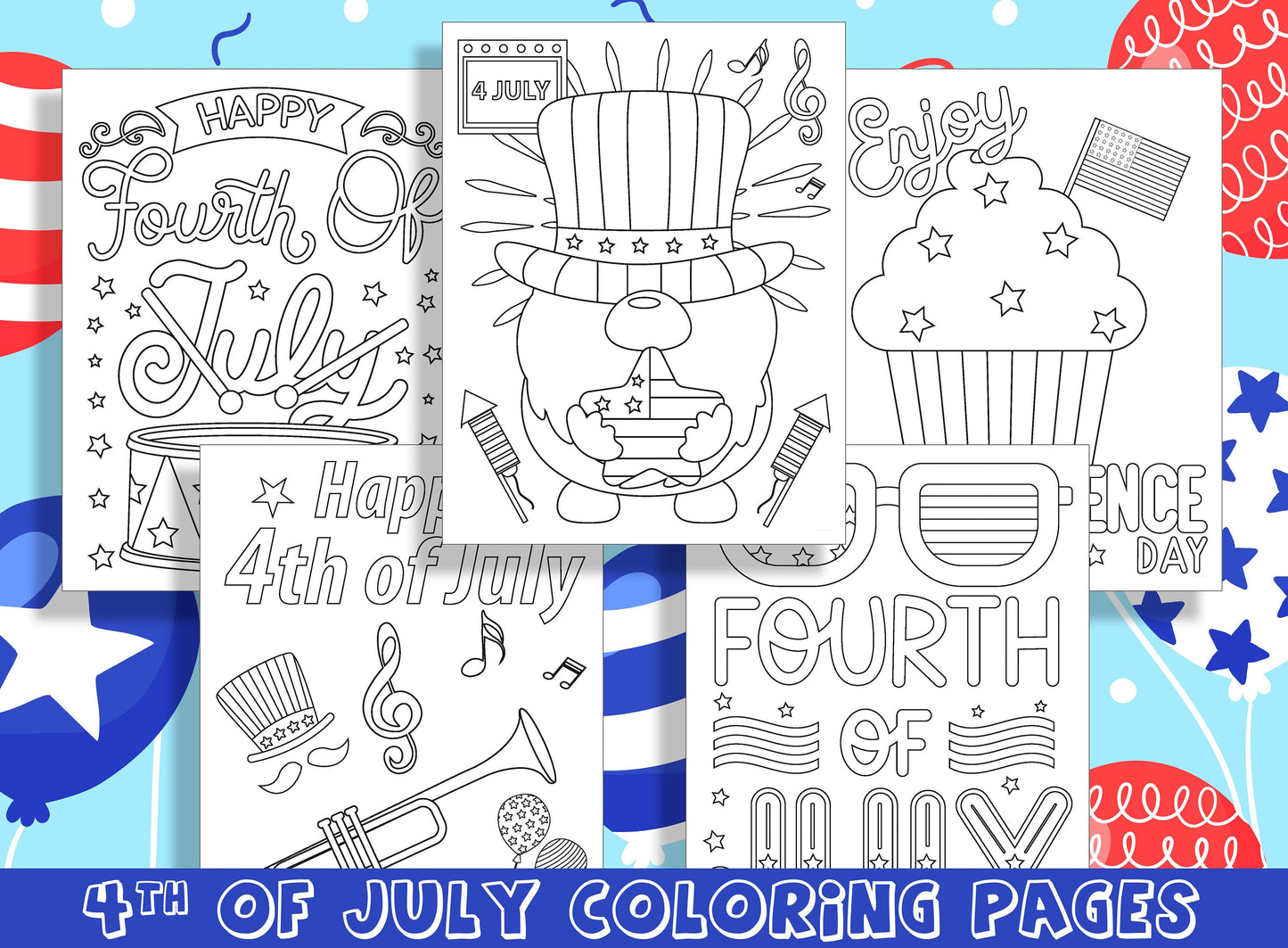 15 Patriotic Coloring Pages to Celebrate the 4th of July: Independence Day Fun for All Ages! PDF File, Instant Download