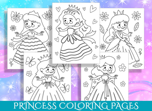 Princess Coloring Pages PDF, 15 Enchanting Designs for Preschool and Kindergarten, Instant Download