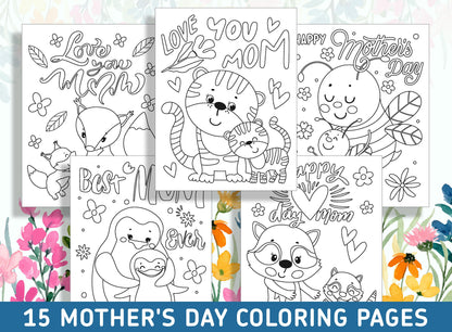 15 Heartwarming Mother's Day Coloring Pages to Show Mom Your Love, PDF File, Instant Download