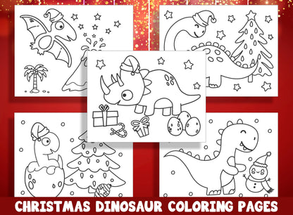 Roaring Fun for the Holidays: 15 Christmas Dinosaur Coloring Pages for Preschool and Kindergarten, PDF File, Instant Download