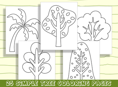Fun and Easy Tree Coloring Pages for Preschool and Kindergarten: 25 Pages to Keep Your Little Ones Busy! PDF File, Instant Download