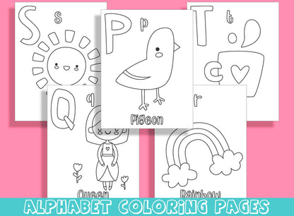 Color the Alphabet: Fun and Educational Coloring Pages for Kids, Upper Case (Capital) and Lower Case, PDF File, Instant Download
