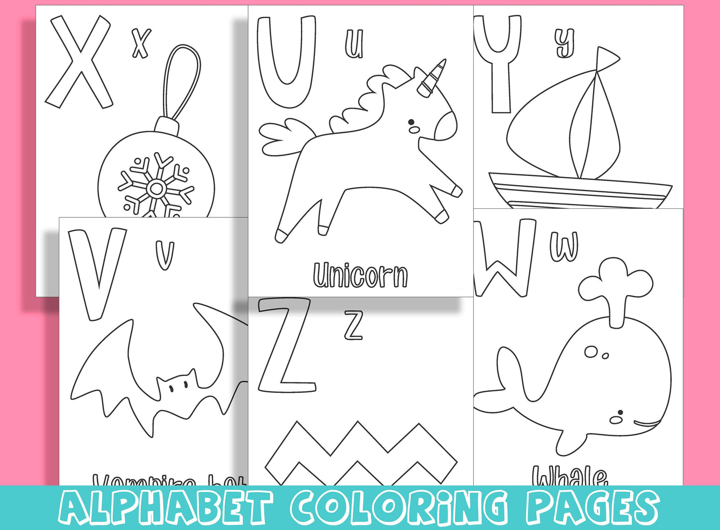 Color the Alphabet: Fun and Educational Coloring Pages for Kids, Upper Case (Capital) and Lower Case, PDF File, Instant Download
