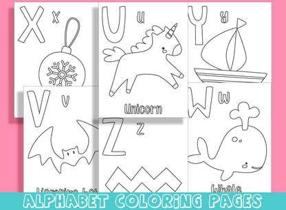 Color the Alphabet: Fun and Educational Coloring Pages for Kids, Upper Case (Capital) and Lower Case, PDF File, Instant Download