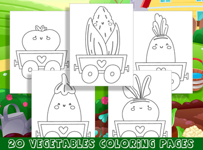 Fun and Educational Vegetable Coloring Pages for Preschool and Kindergarten - 20 Pages of Healthy Fun, PDF File, Instant Download