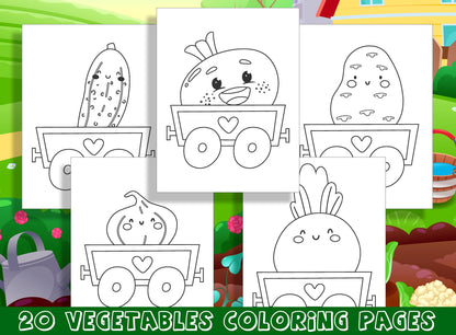 Fun and Educational Vegetable Coloring Pages for Preschool and Kindergarten - 20 Pages of Healthy Fun, PDF File, Instant Download
