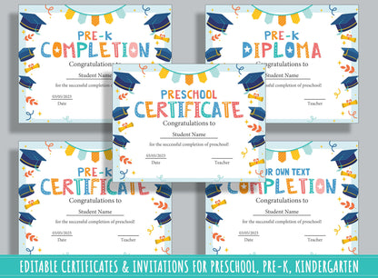 Kids' Fun Certificate and Invitation Collection: 37 Editable Pages for Celebrations and Events, PDF File, Instant Download