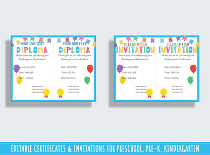 Design Your Own Diploma, Certificate, and Invitation: 37 Editable Pages for Students, PDF File, Instant Download