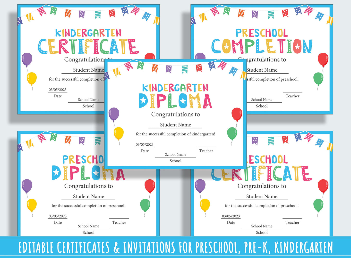Design Your Own Diploma, Certificate, and Invitation: 37 Editable Pages for Students, PDF File, Instant Download