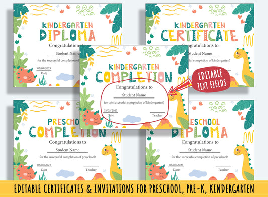 37 Pages of Editable Diplomas, Certificates, and Invitations for Preschool and Kindergarten: Customize Your Own Designs, Instant Download