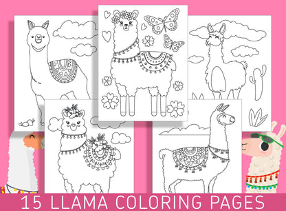 15 Fun and Adorable Llama Coloring Pages for Kids and Adults, PDF File - Instance Download