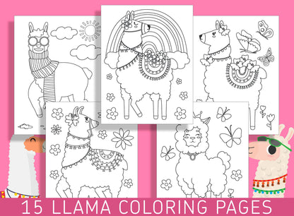 15 Fun and Adorable Llama Coloring Pages for Kids and Adults, PDF File - Instance Download