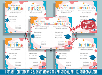 Editable Diplomas, Certificates, and Invitations for Children: 37 Pages of Customizable Designs, PDF File, Instant Download