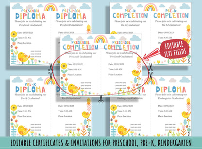 Diplomas, Certificates and Graduation Invitations for Preschool, Pre-K, Kindergarten: A Comprehensive Collection, 37 Pages, Instant Download
